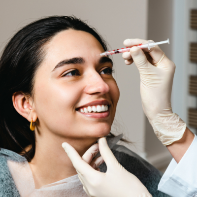 femme de face qui fait du baby botox